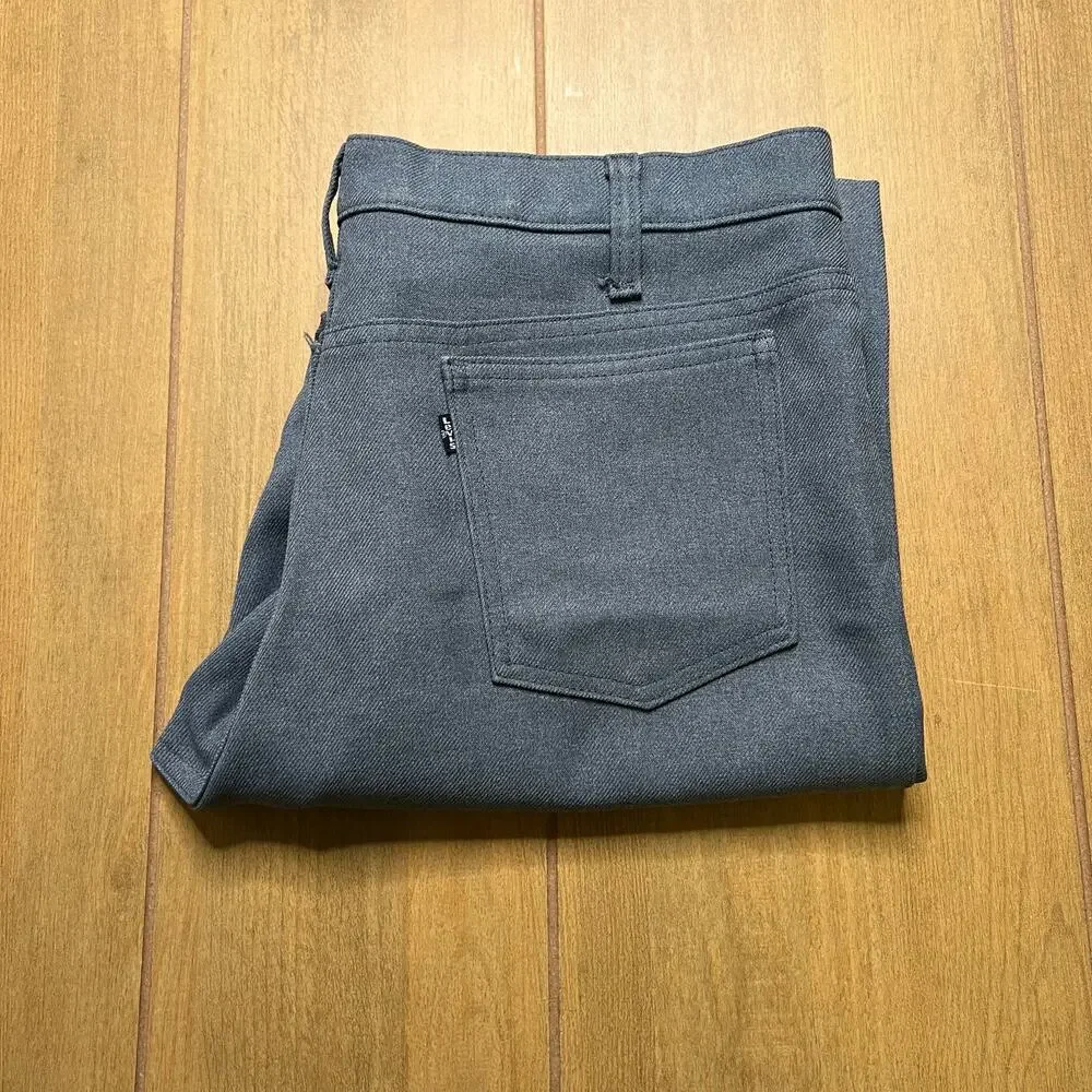 Levi’s Sta-Prest Pants Mens 34x38 Gray Polyester Vintage USA Bootcut ( Tag 35x32